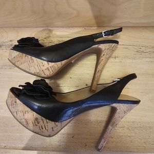 Nine West Flower leather slingbacks